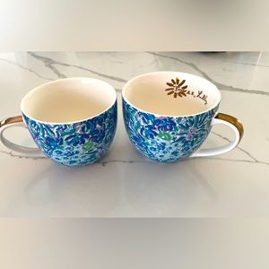 Lilly Pulitzer ceramic tea cup set. In box. Never used.